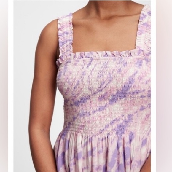 GAP Smocked Mini Dress-  Pink + Purple Tie Dye - Size Large - Picture 2 of 7